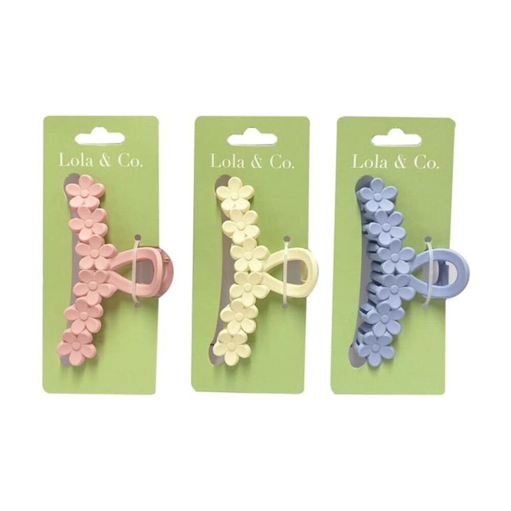 12PK Lola & Co Hair Claw Clip Women's Accessories Floral 11cm Assorted