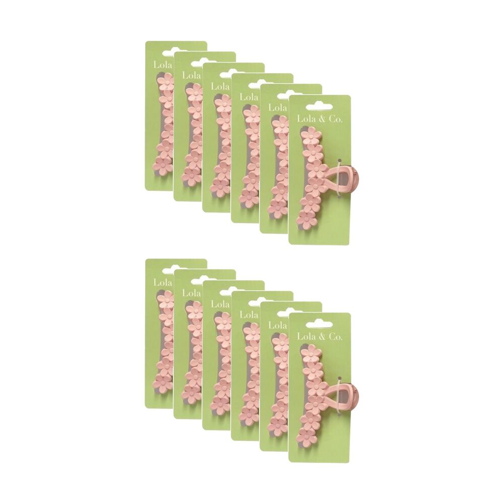 12PK Lola & Co Hair Claw Clip Women's Accessories Floral 11cm Assorted