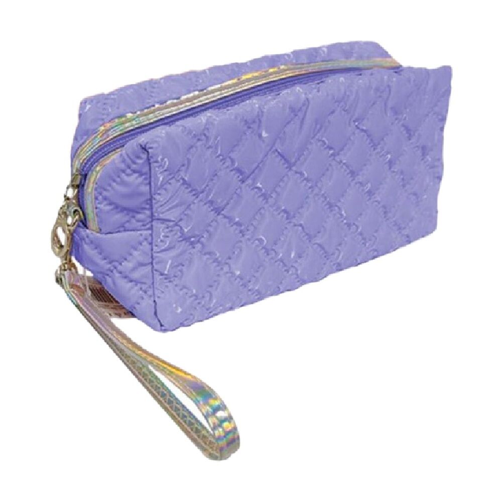 4PK Braz Quilted Cosmetic Make Up Bag W/ Wrist Strap & Zip 18x10x8cm Assorted