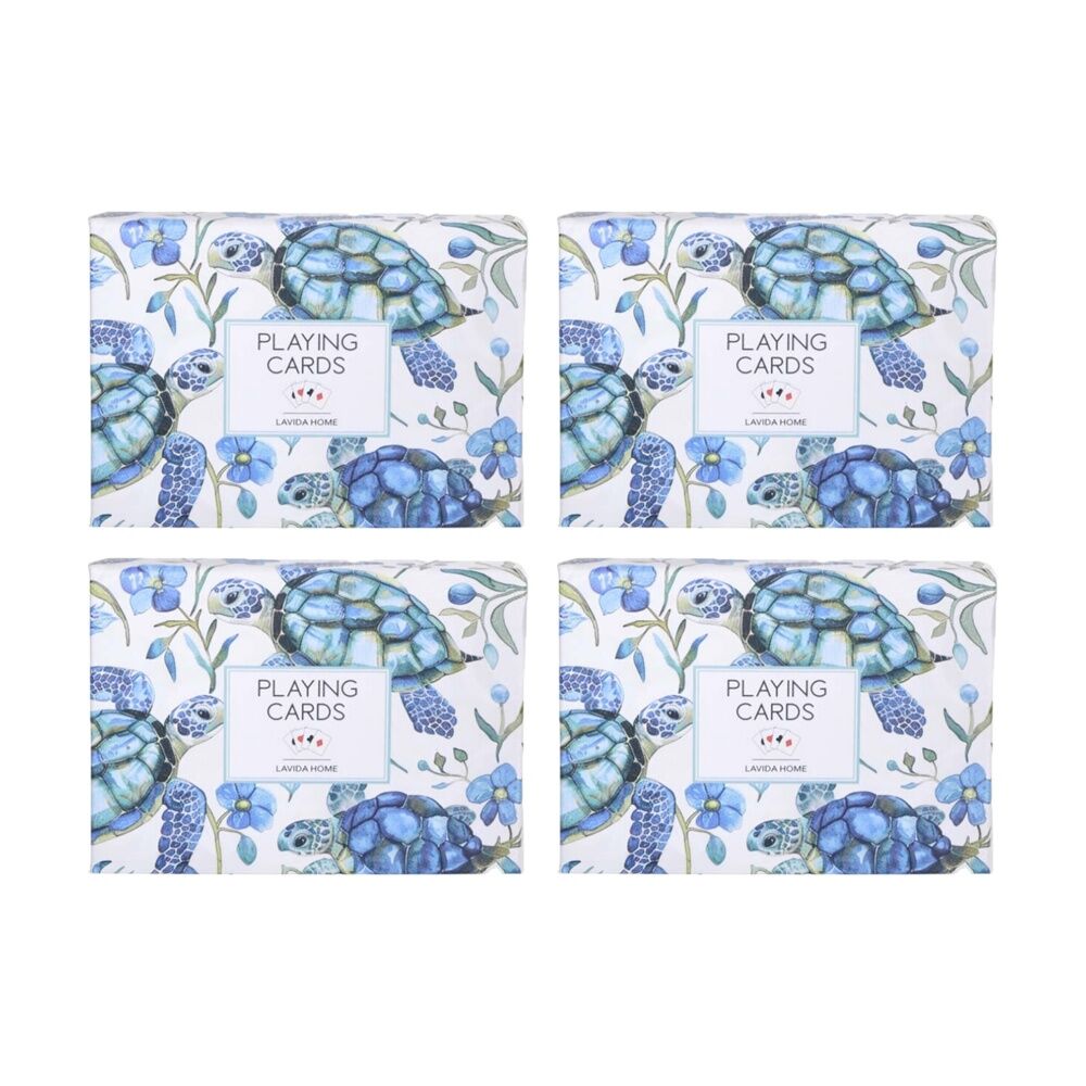 4PK LVD Turtle-Themed Poker/Game Playing Cards Standard Deck 8.9x6.3cm