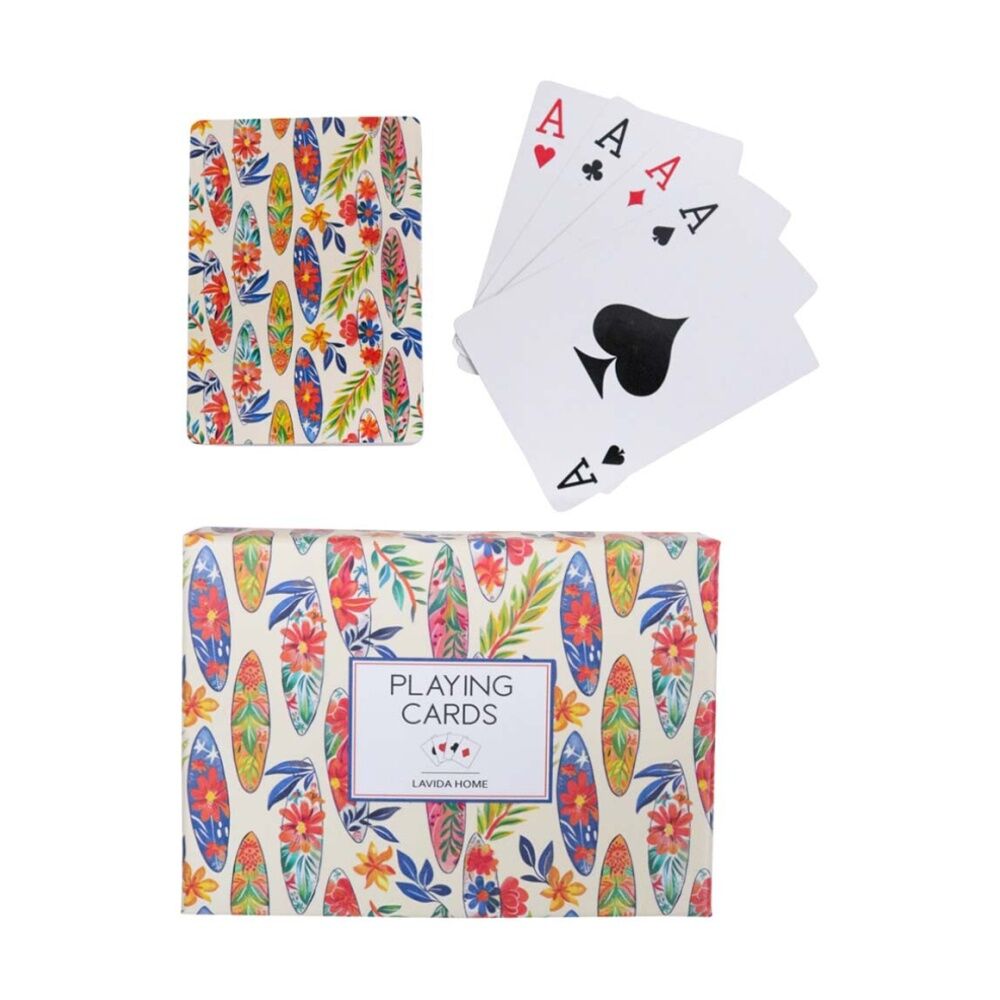 4PK LVD Surfboard-Themed Poker/Game Playing Cards Standard Deck 8.9x6.3cm