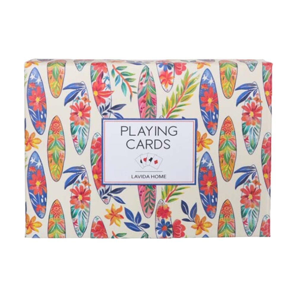 4PK LVD Surfboard-Themed Poker/Game Playing Cards Standard Deck 8.9x6.3cm