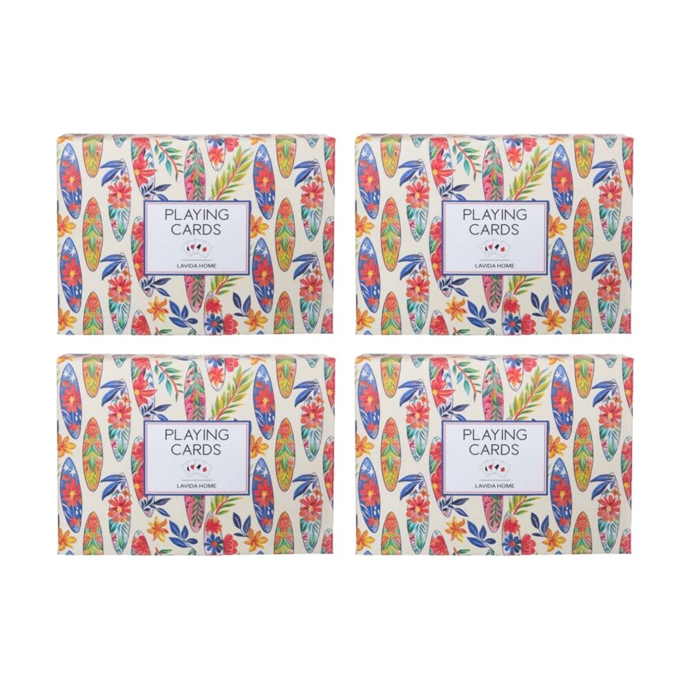 4PK LVD Surfboard-Themed Poker/Game Playing Cards Standard Deck 8.9x6.3cm