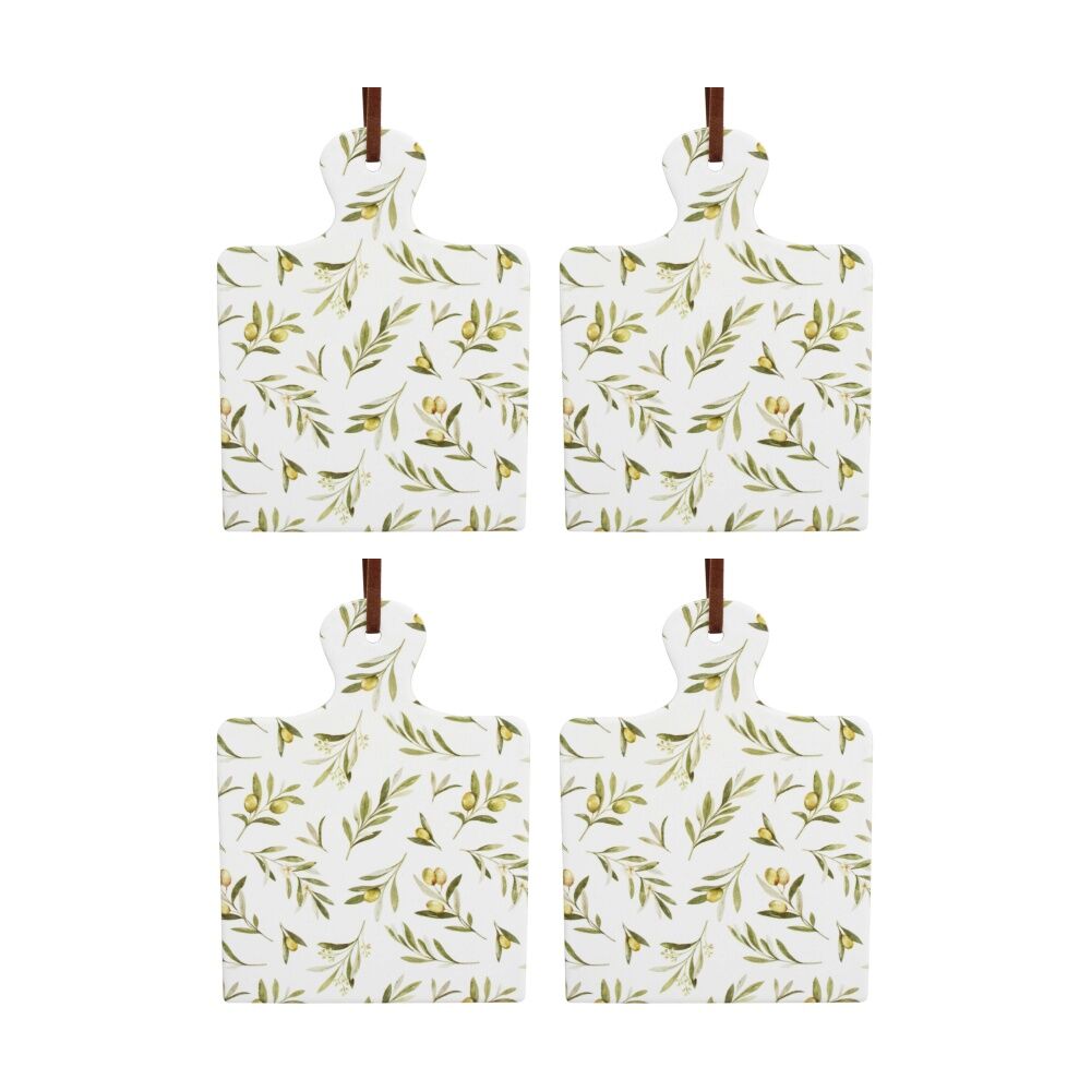 4PK LVD Olives Square Ceramic/Cork Trivet Home Kitchen Decor 20.5x15cm