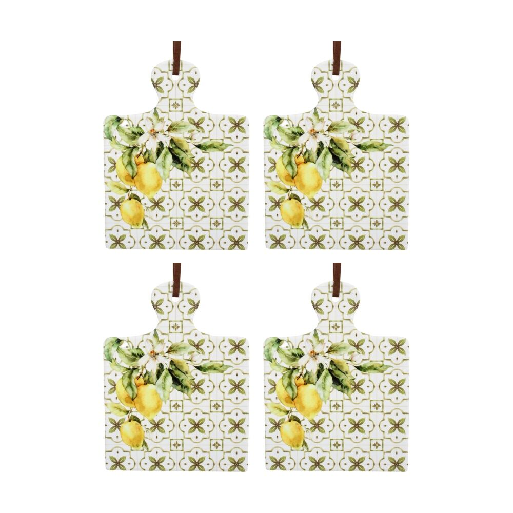 4PK LVD Mediterranean Square Ceramic/Cork Trivet Home Kitchen Decor 20.5x15cm