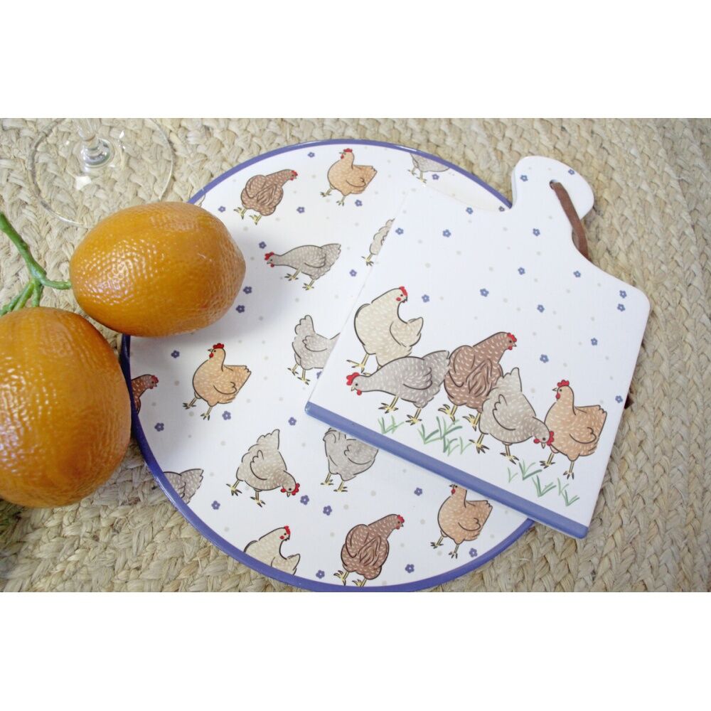 4PK LVD Chickens Square Ceramic/Cork Trivet Home Kitchen Decor 20.5x15cm