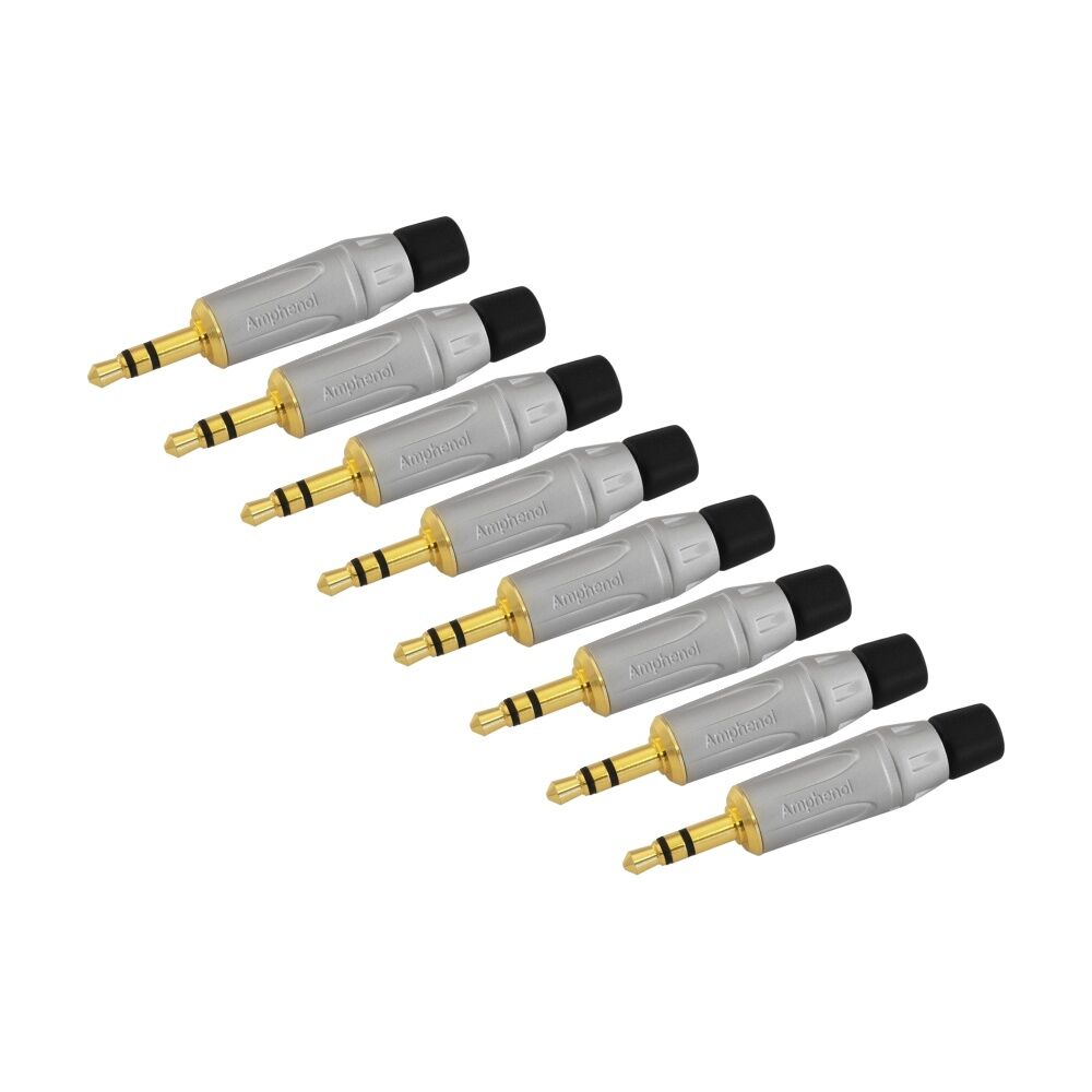 8PK Amphenol 3.5mm Stereo Phono Gold Plug Contact Plating Diecast Shell