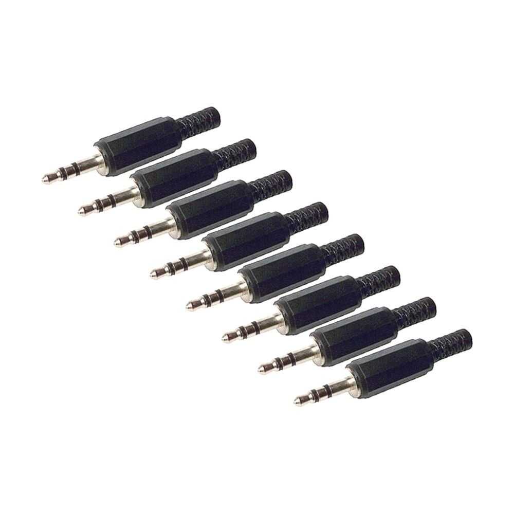 8PK 3.5mm Stereo Phono Plug Black Plastic Audio Connector Solder Type Jack Cable