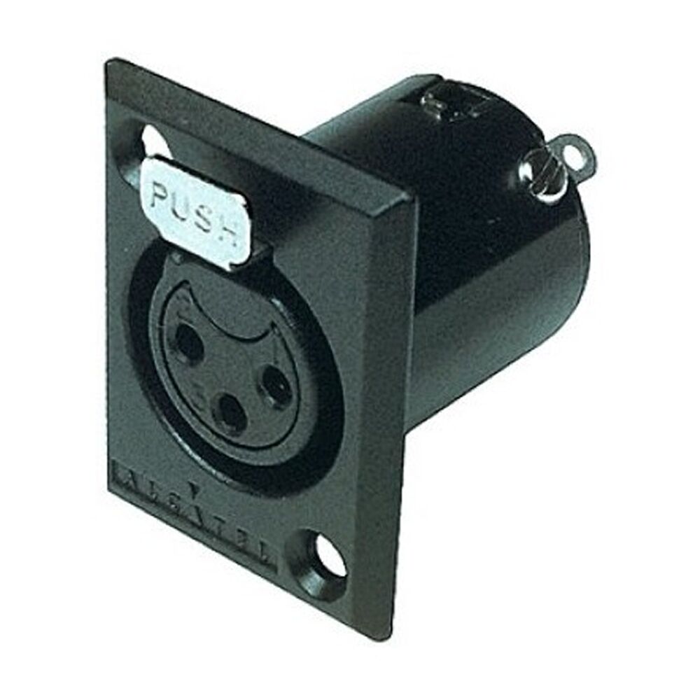 3PK Amphenol 3 Pin Panel XLR Socket Metal Black Rectangular Xlr Mount