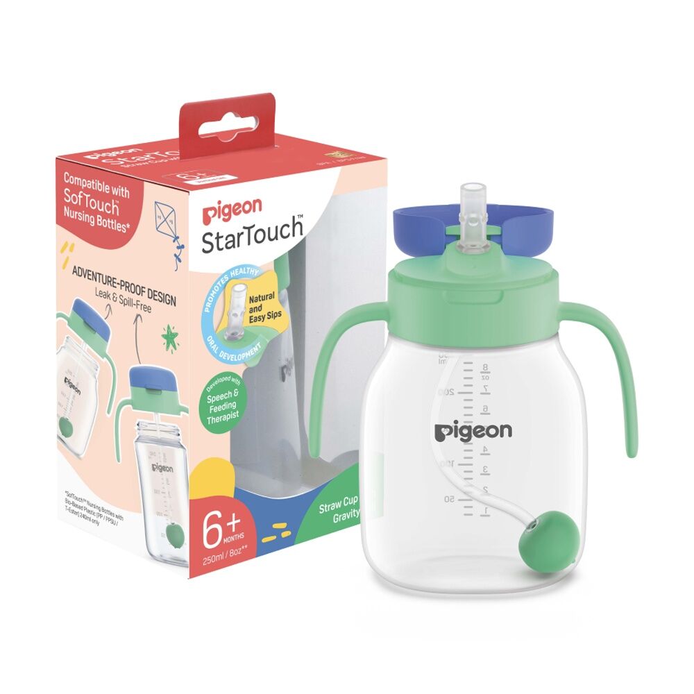 Pigeon StarTouch Straw Cup W/ Gravity Ball 6M+ 250ml Mint To Be