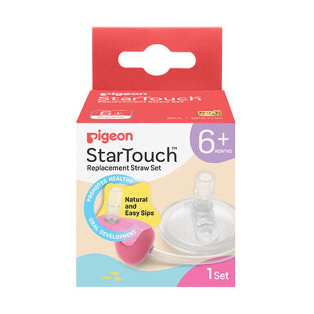 4x 2pc Pigeon StarTouch Replacement Straw Set Spill Proof 6M+ Bubblegum Pop