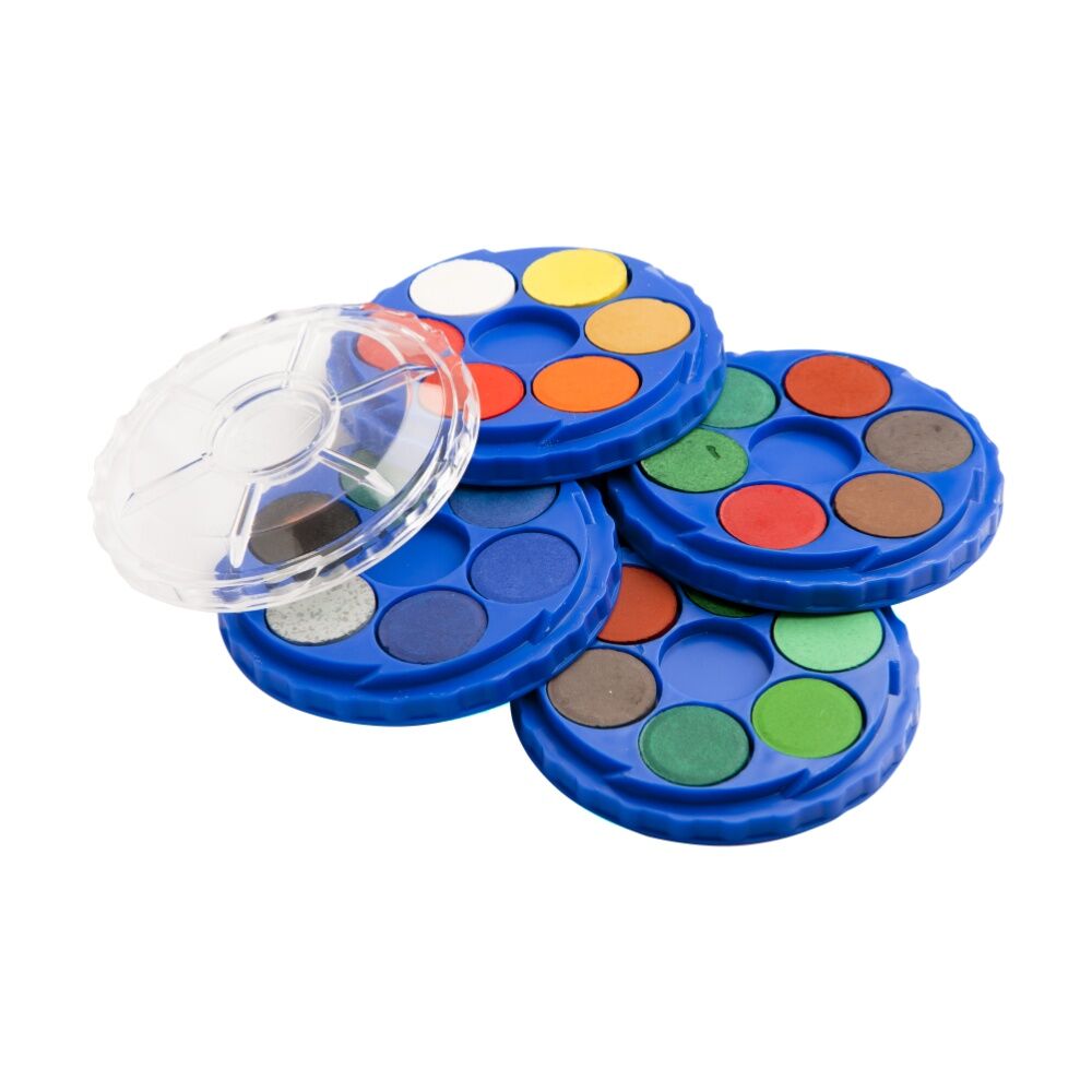 4PK Educational Colours 24 Disc Stack-Twist Watercolour Paint Set Kids Art/Craft
