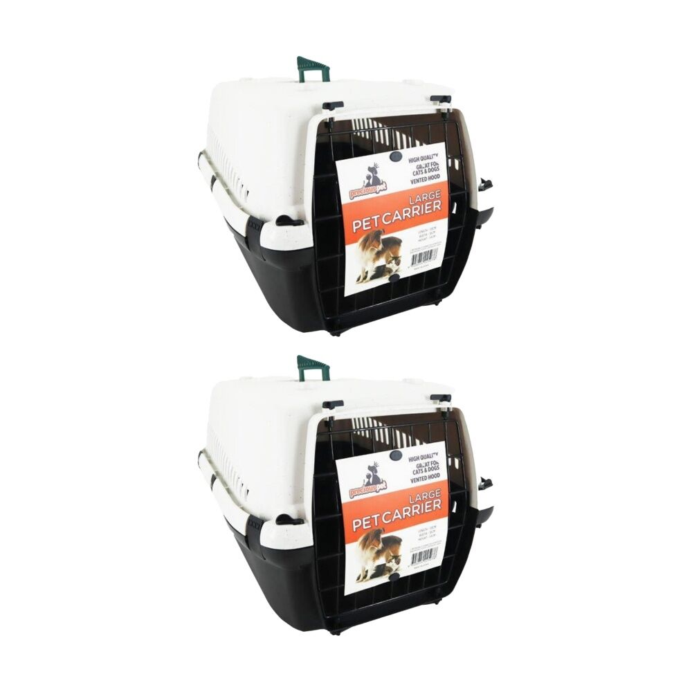 2PK Braz Pet Dog & Cat Carrier W/ Vented Metal Door Top Handle 58x38x34cm L