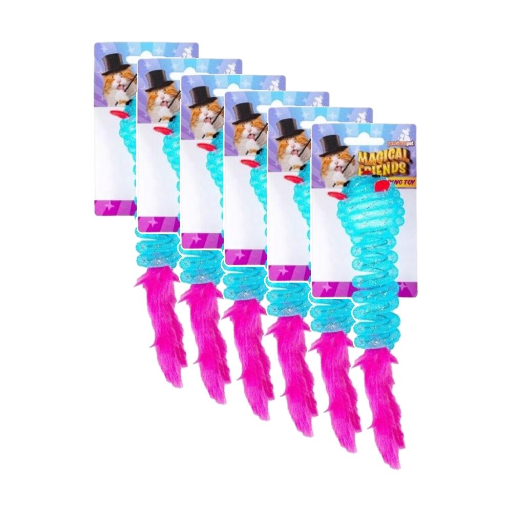 6PK Magical Friends Rainbow Spring Cat Toy 14cm Multi Colour Assorted