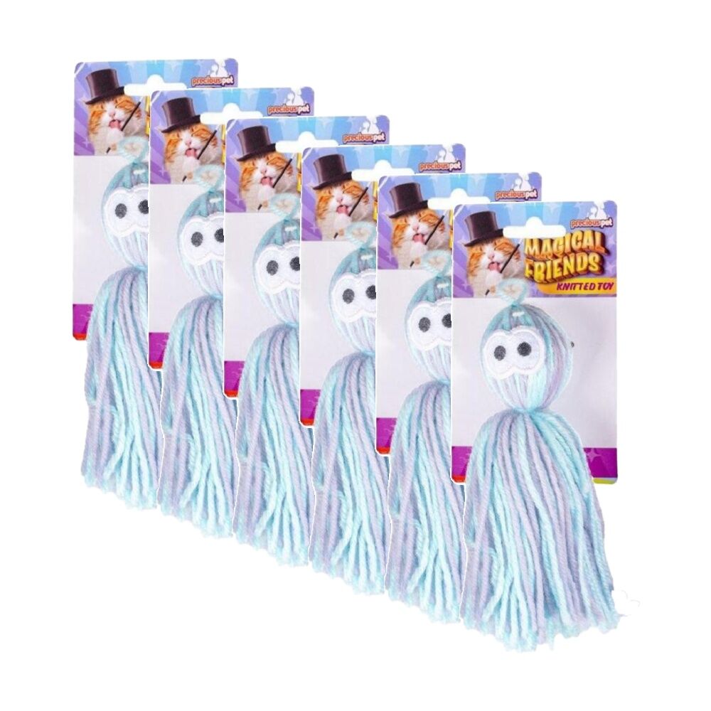 6PK Magical Friends Rainbow Knit Cat Toy 14cm Multi Colour Assorted