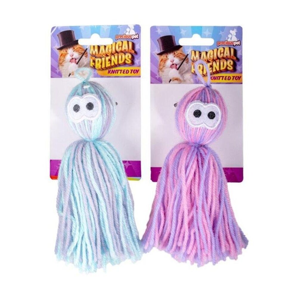 6PK Magical Friends Rainbow Knit Cat Toy 14cm Multi Colour Assorted