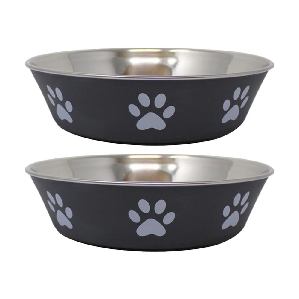 2PK Braz Large Stainless Steel Pet Feeding Drinking Bowl 21cm Assorted