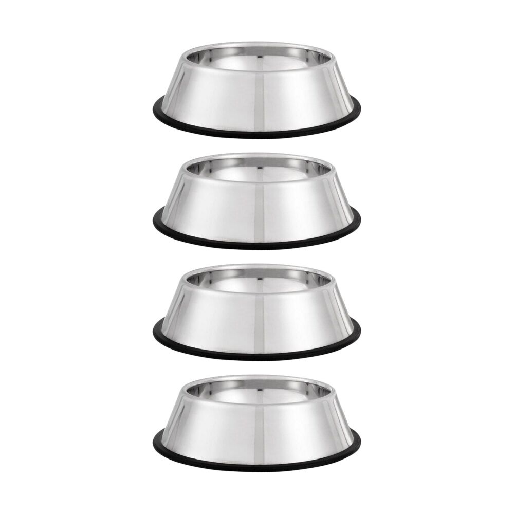 4PK Braz Large Stainless Steel Pet Feeding Drinking Bowl 32cm Silver