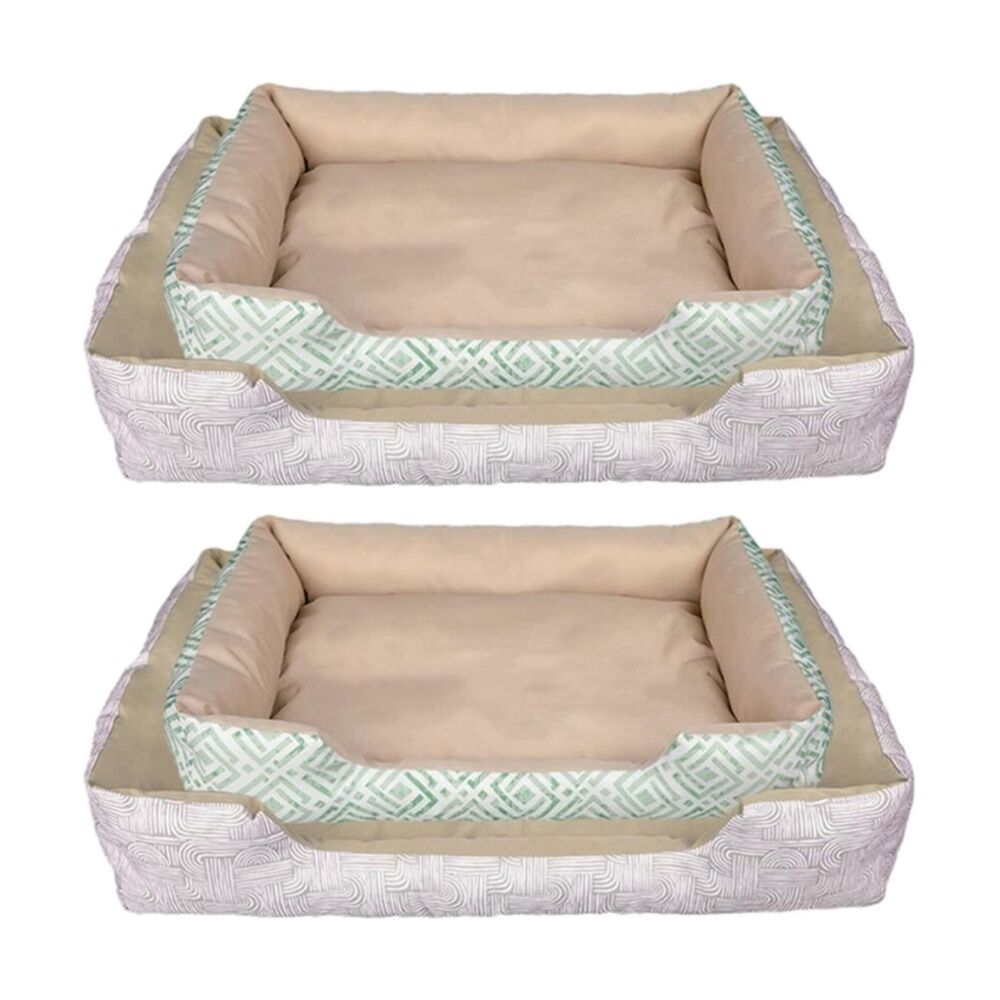 2PK Braz Soft Plush Cool Pet Bed W/ Raised Sides 55x40x12cm Multi Colour