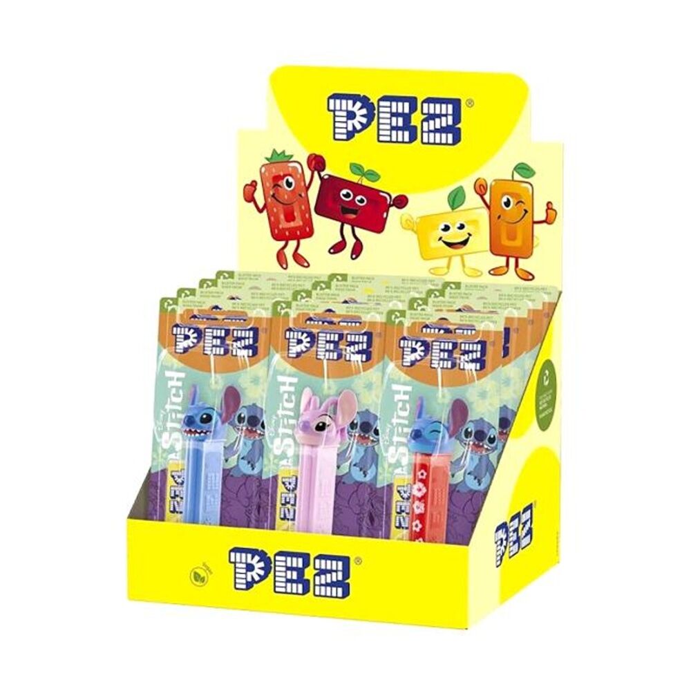 12PK Pez Fruit Flavoured Candy Dispenser Stitch Edition 17g Assorted