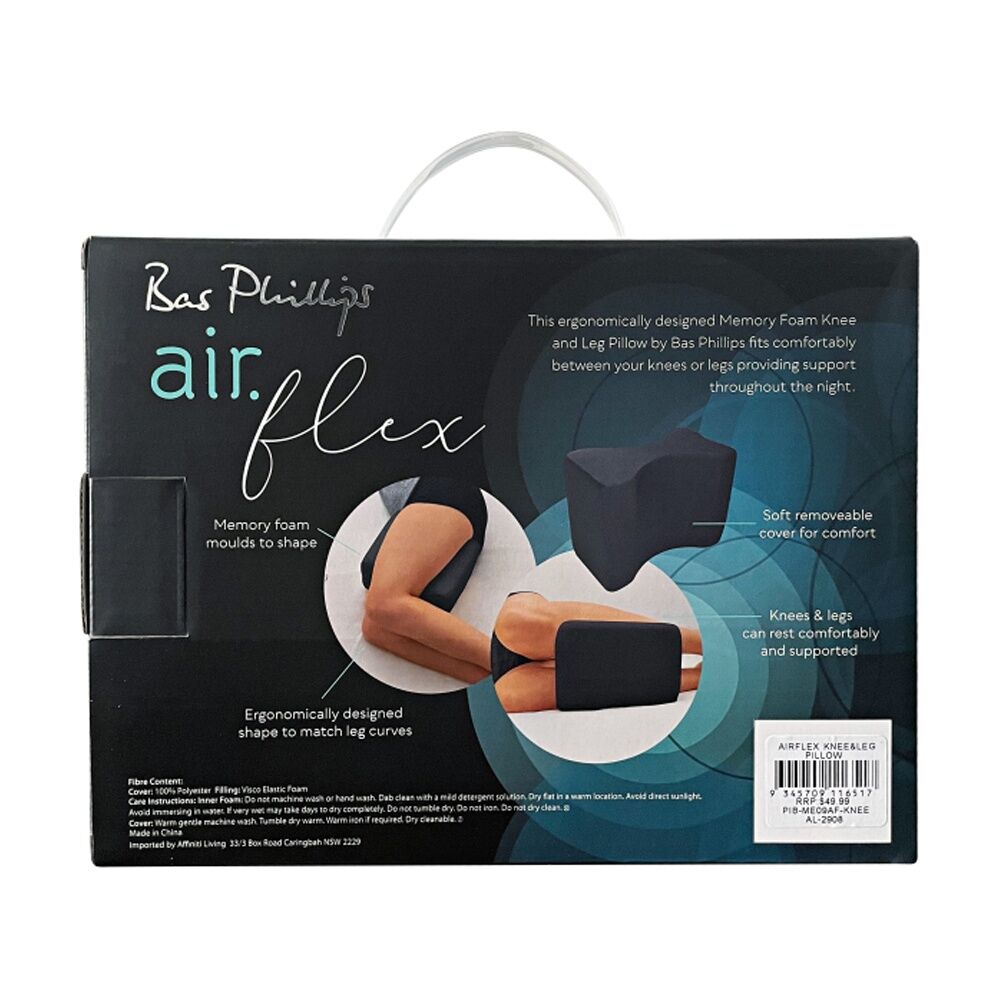 Bas Phillips Air Flex Memory Foam Knee & Leg Support Travel Pillow Charcoal