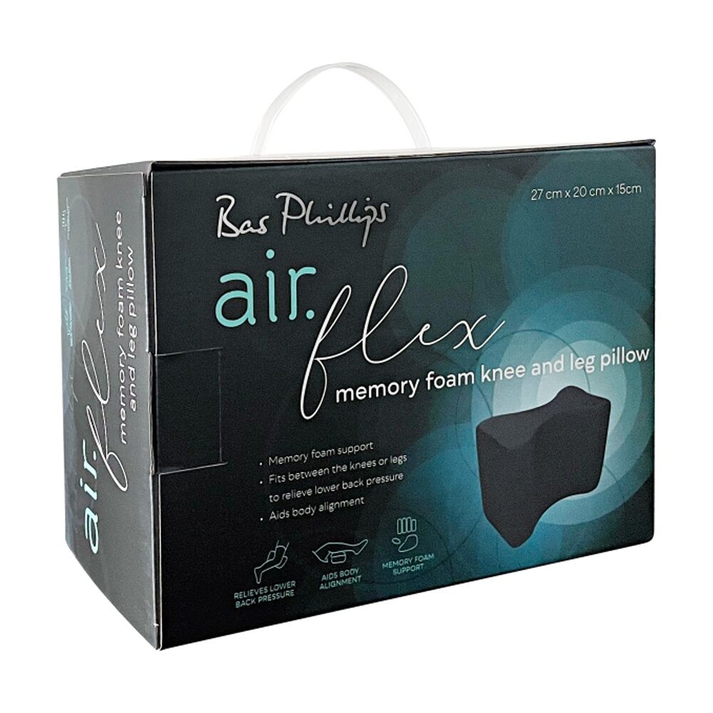 Bas Phillips Air Flex Memory Foam Knee & Leg Support Travel Pillow Charcoal
