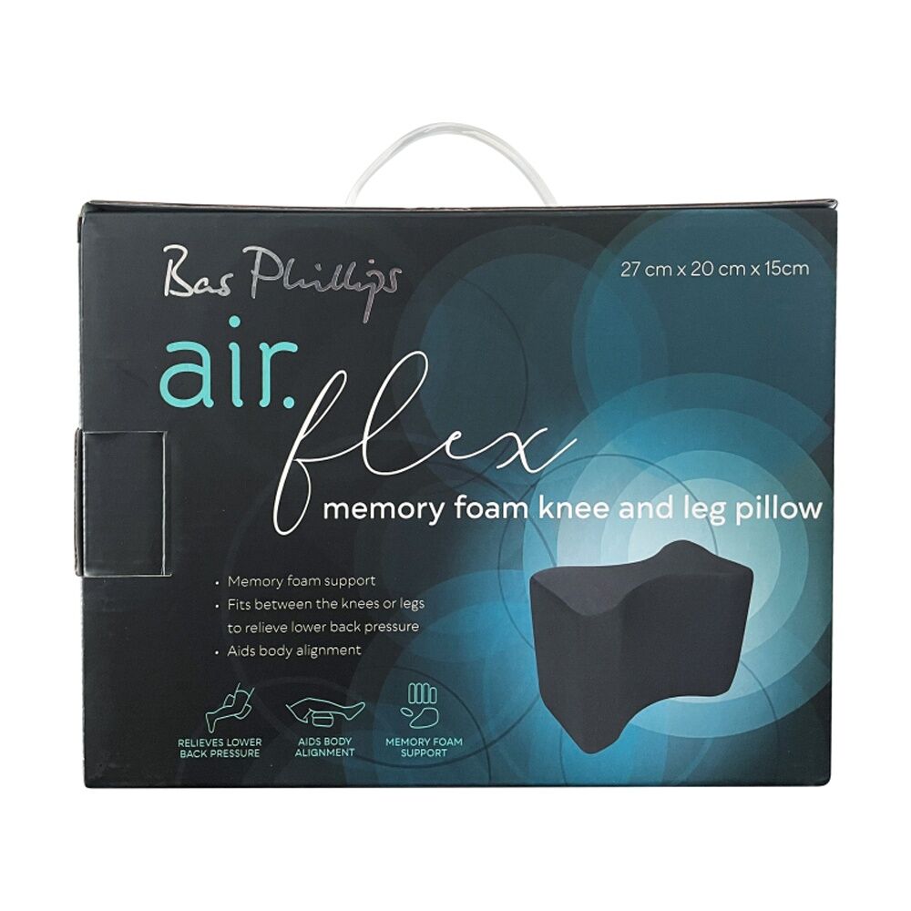 Bas Phillips Air Flex Memory Foam Knee & Leg Support Travel Pillow Charcoal