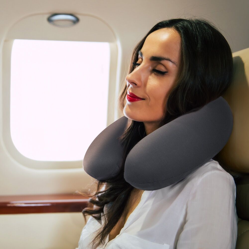Bas Phillips Air Flex Memory Foam Neck Support Travel Pillow Cushion Charcoal