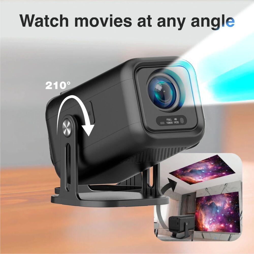 Laser 1080p Smart Android Auto Focus Full HD Portable Projector 120 Inch Black