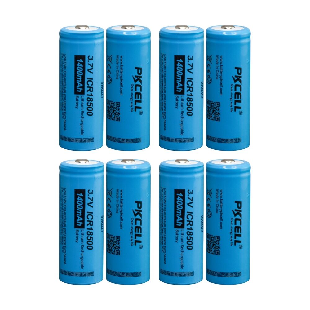 4x 2pc Pkcell 3.7V 1400Mah 18500 Li-Ion Battery Rechargeable Shrink