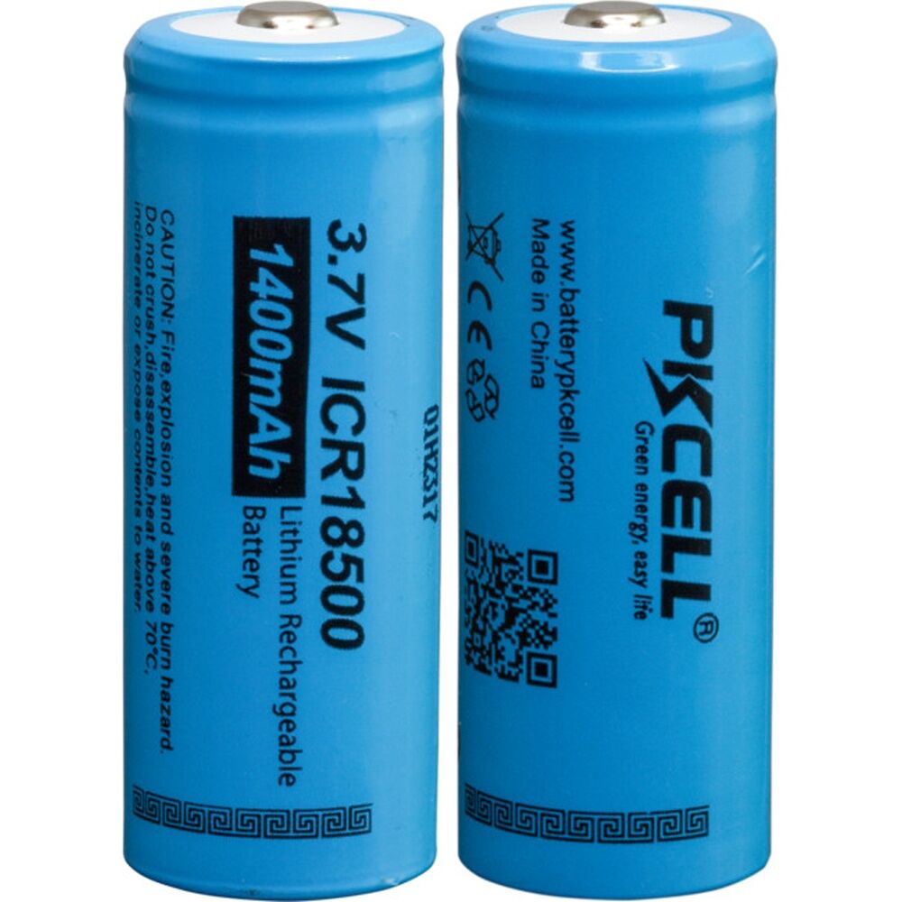 4x 2pc Pkcell 3.7V 1400Mah 18500 Li-Ion Battery Rechargeable Shrink