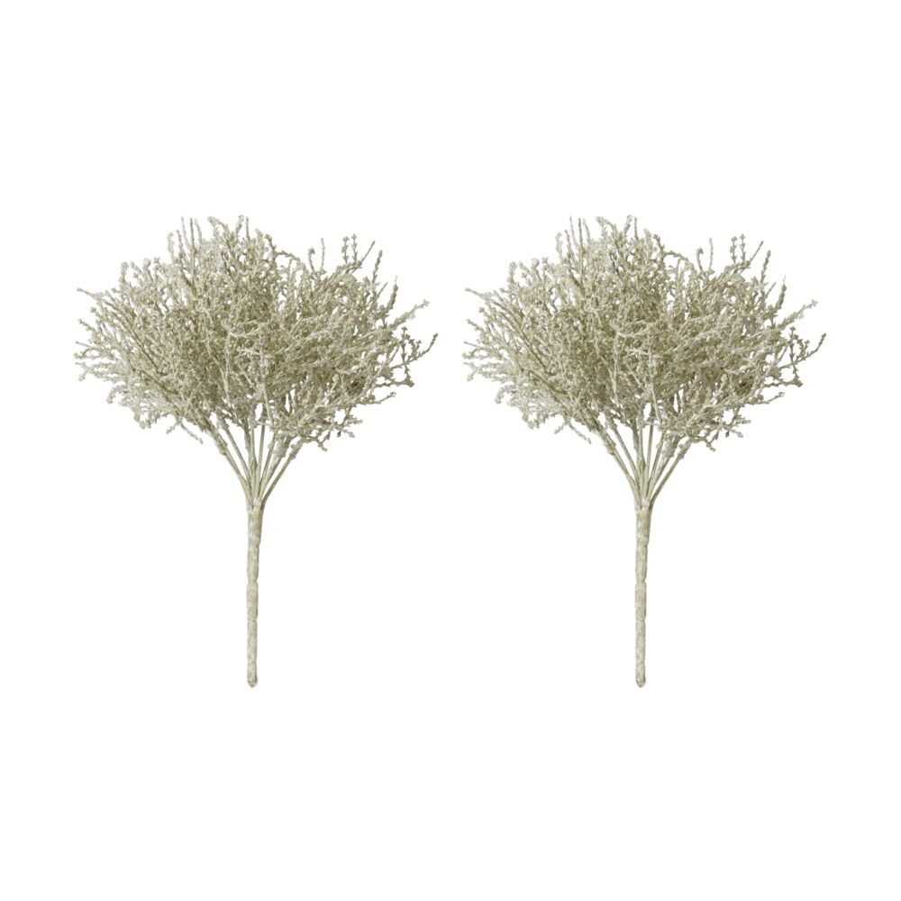 2PK E Style Santolina Bush Indoor Artificial Plant Stem Fabric Wire 23x23x27cm