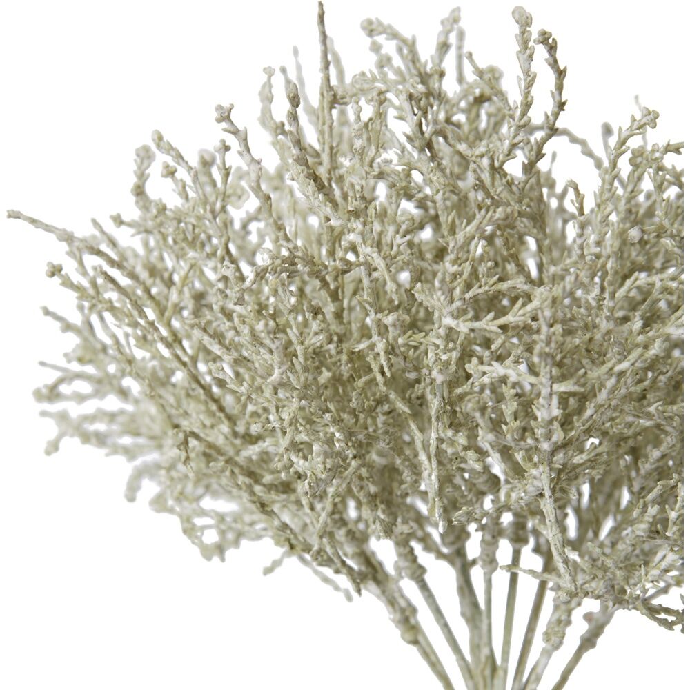 2PK E Style Santolina Bush Indoor Artificial Plant Stem Fabric Wire 23x23x27cm
