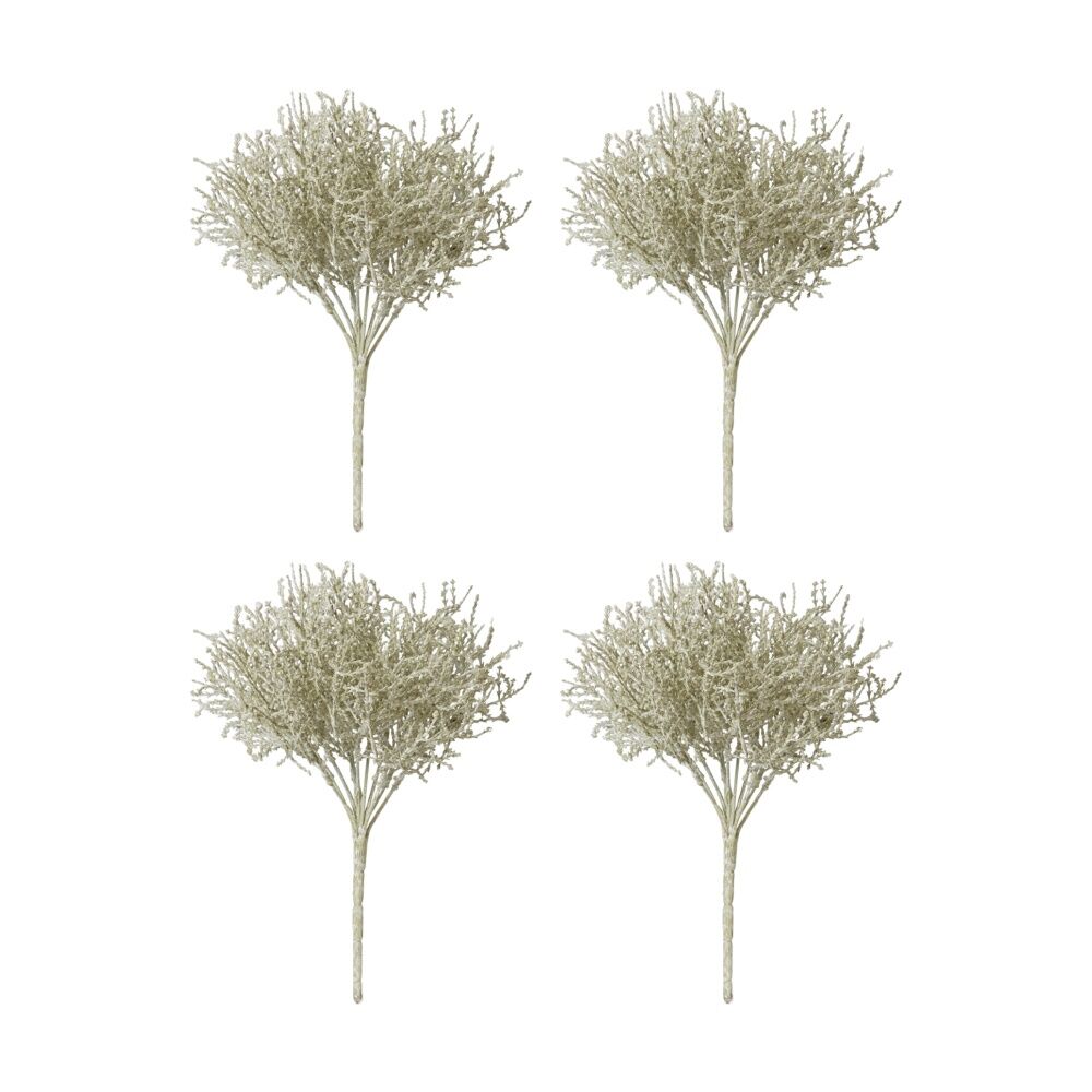 4PK E Style Santolina Bush Indoor Artificial Plant Stem Fabric Wire 23x23x27cm