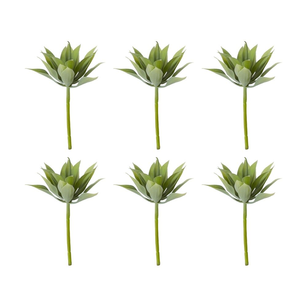 6PK E Style Agave Mini Indoor Artificial Plant Stem Wire Grey Green 12x12x12cm