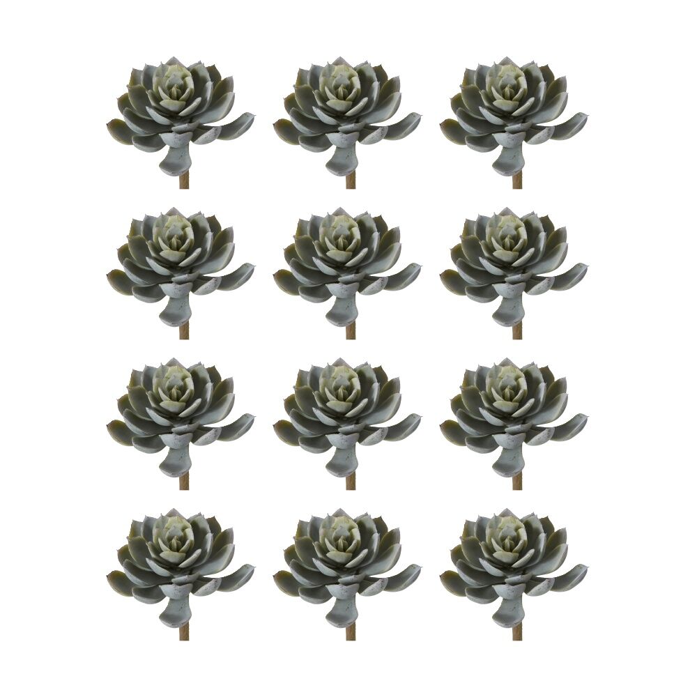 12PK E Style Echeveria Elegant Stem Artificial Succulent Wire Green 10x10x15cm