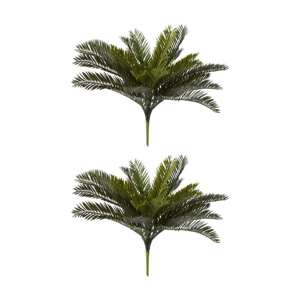 2PK E Style Cycas Bush Plastic Fabric Wire Artificial Plant Green 43cm