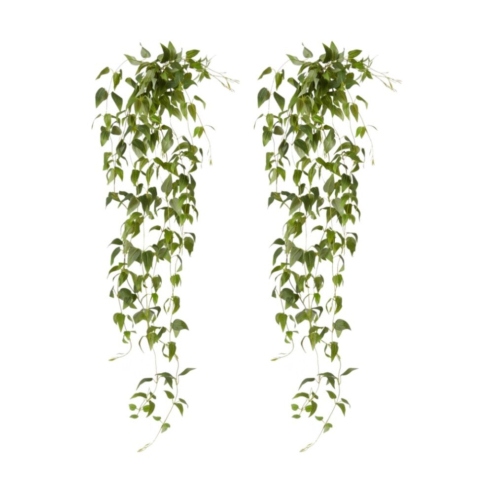 2PK E Style Clematis Hanging Vine Artificial Plant Plastic Wire Green 90cm