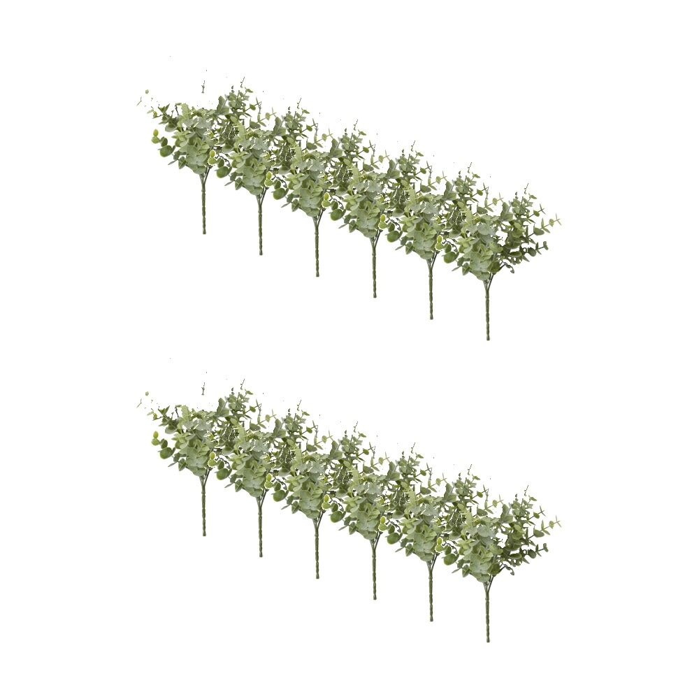 12PK E Style Eucalyptus Bush Artificial Indoor Plant Durable Green 15x15x24cm