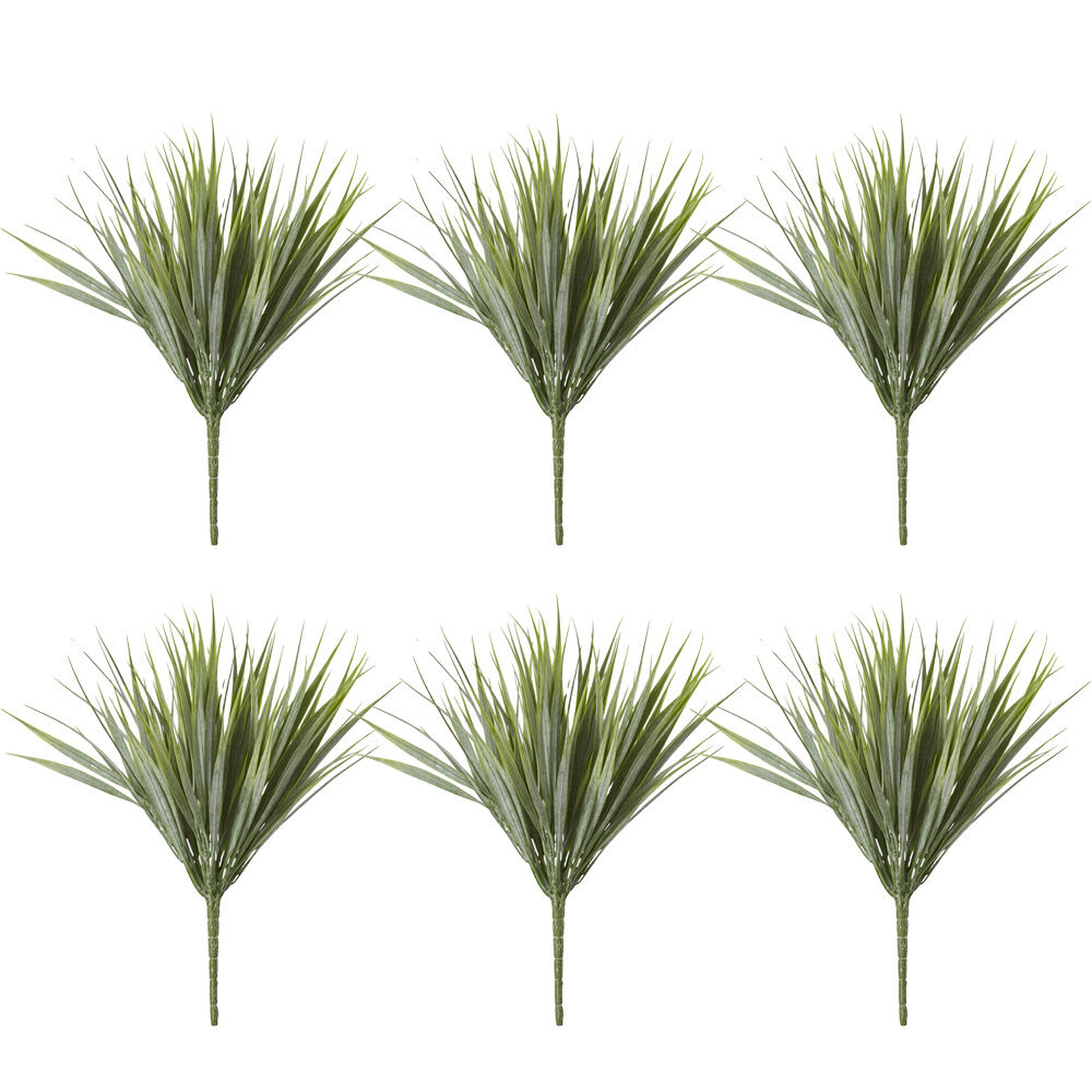 6PK E Style Grass Spring Bush Artificial Plant Indoor Decor Green 25x25x33cm