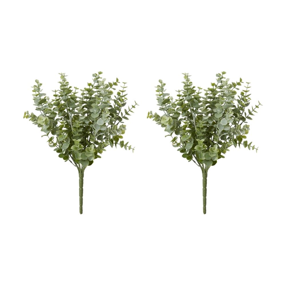 2PK E Style Eucalyptus Bush Lifelike Artificial Plant Grey Green 26x26x36cm