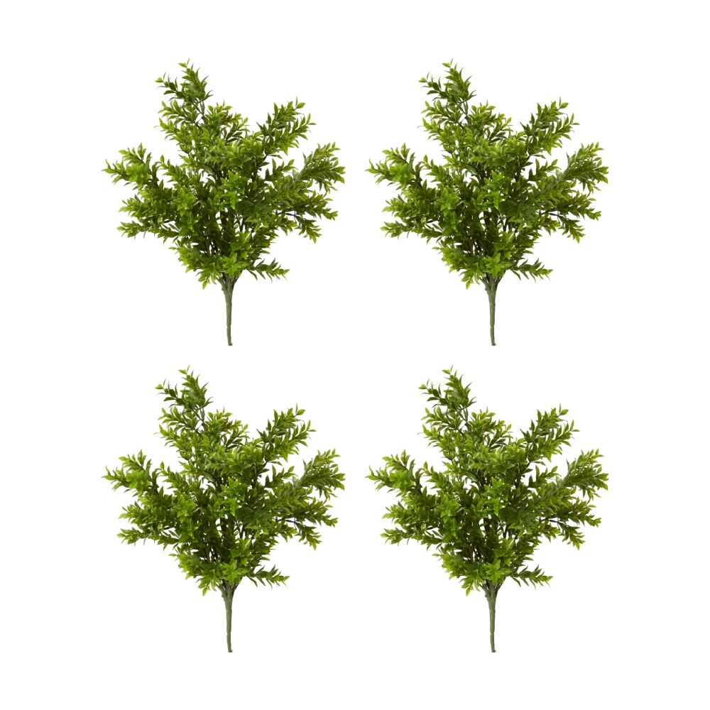 4PK E Style Tea Leaf Bush Plastic Wire Indoor Plant Decor Green 30x30x41cm