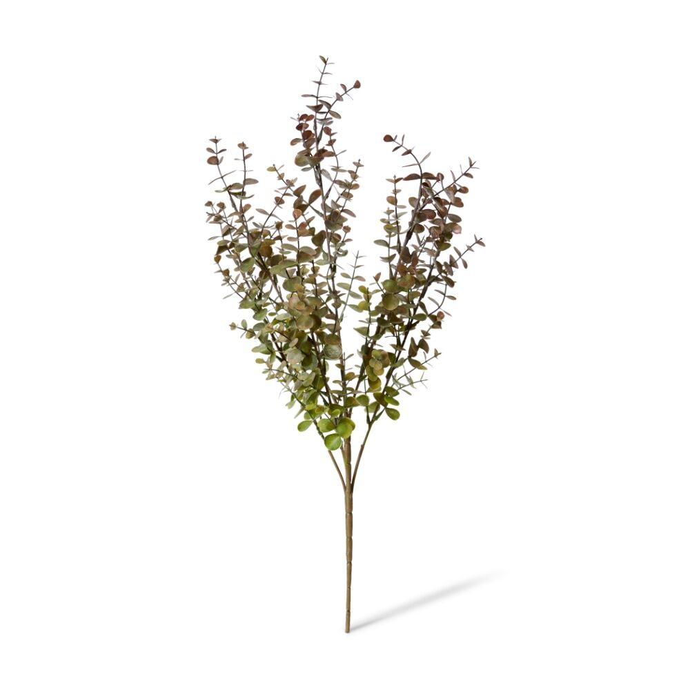 2PK E Style Eucalyptus Bush Lifelike Artificial Plant Green Burgundy 30x30x56cm