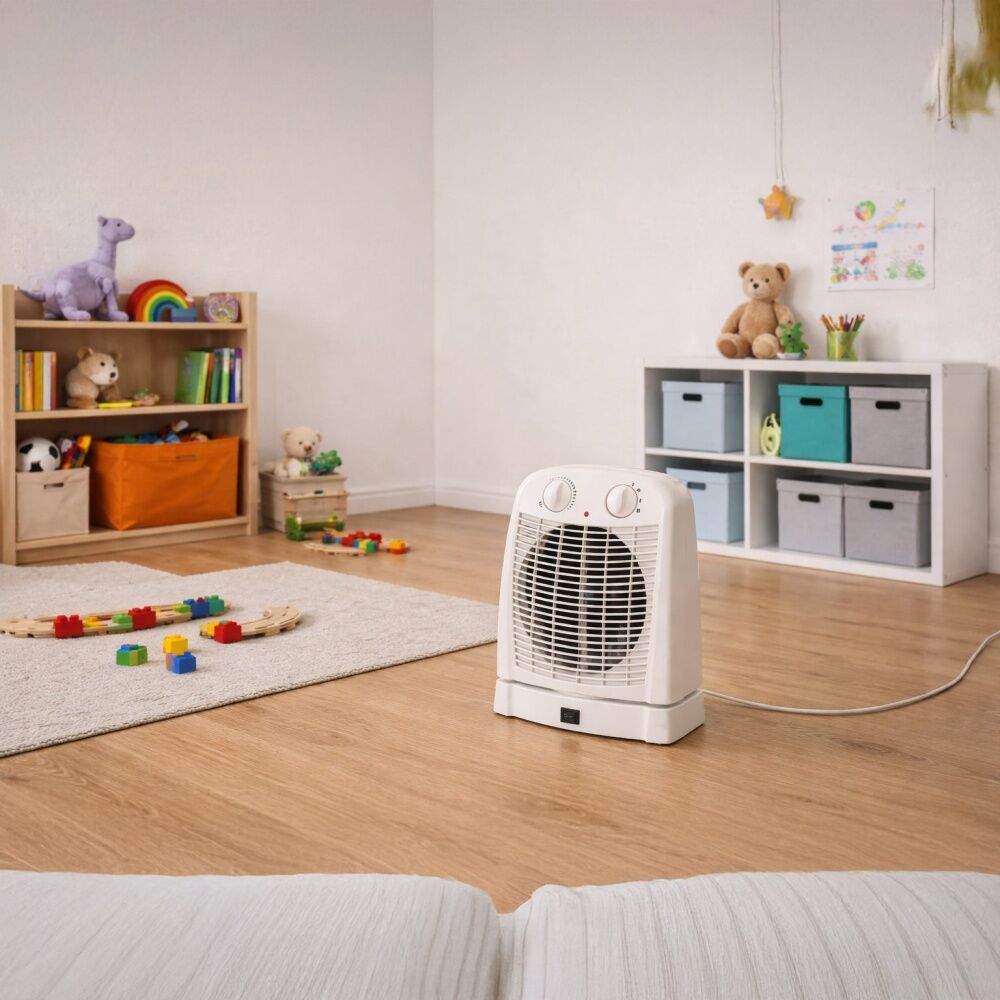 Sheffield Upright Fan Heater 2000W Oscillating W/ Thermostat Control