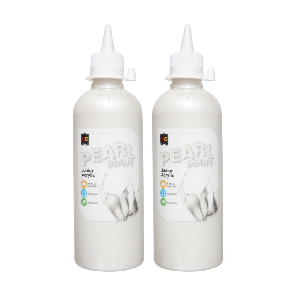 2PK Educational Colours Pearl Paint Junior Student Acrylic White 500ml