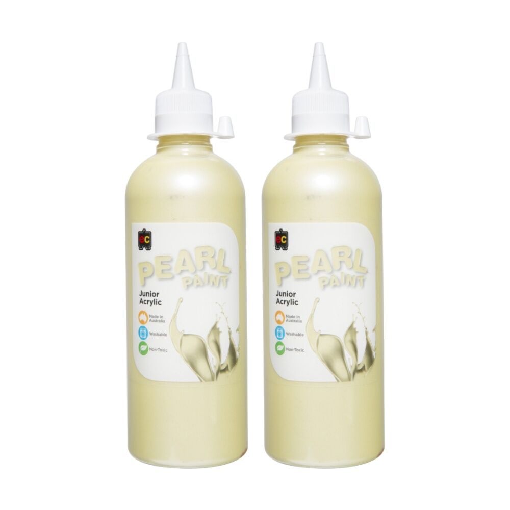 2PK Educational Colours Pearl Paint Junior Student Acrylic Yellow 500ml