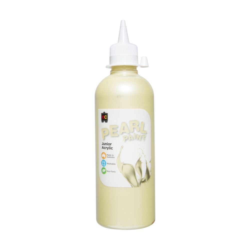 2PK Educational Colours Pearl Paint Junior Student Acrylic Yellow 500ml