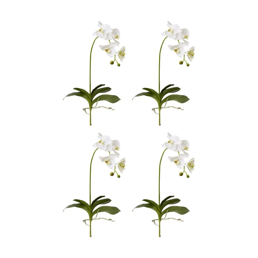 4PK E Style Phalaenopsis Deluxe Plant Artificial Indoor White Green 33x24x75cm