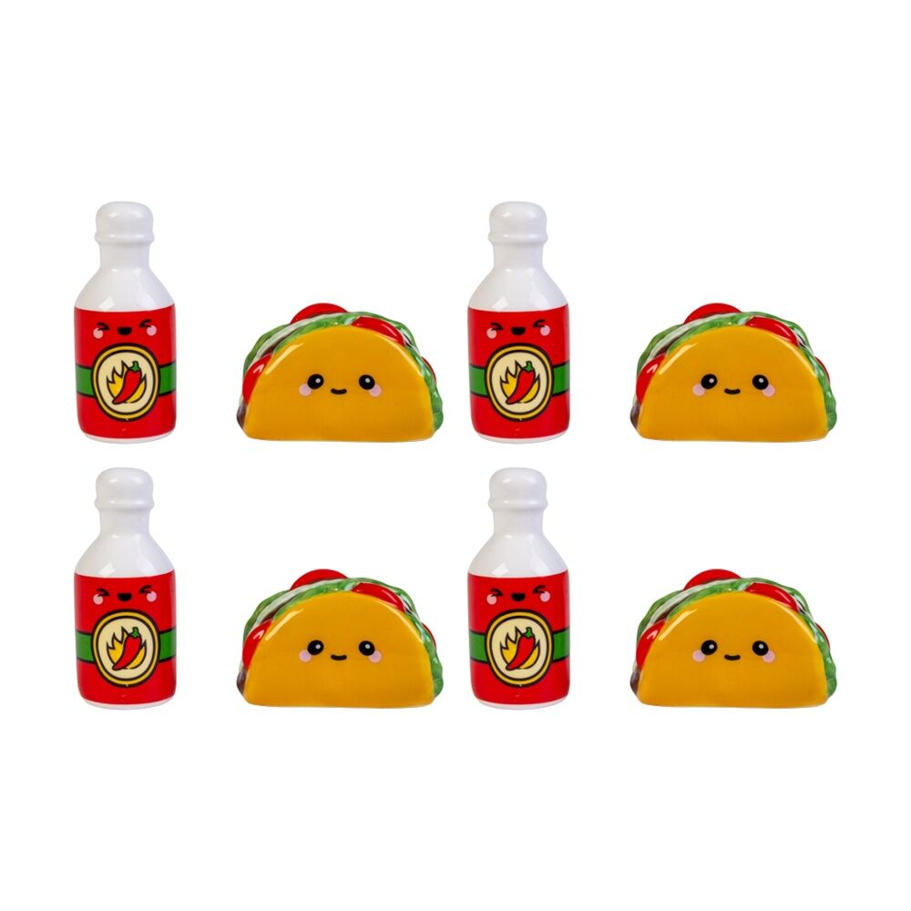 4x 2pc MDI Salt & Pepper Taco Design Kitchen Dining Accessory Set Multicolour