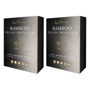2x Bas Phillips Bamboo Pillow Protector Pillowcase 50cm x 75cm White